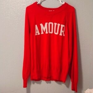 **Rare** Gap Raglan Crew "Amour" Graphic  Sweater